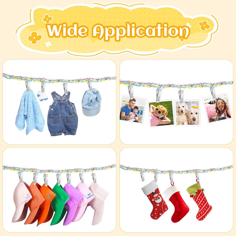 Dorblely Hanging Stuffed Animal Storage Hammock - 78 Inch Stuffed Animal Net with 20 PCS Metal Clips, Macrame Stuff Animals Organizer for Room Decor - Image 5